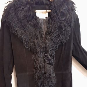 100% Leather & Mongolian Lamb Fur Coat